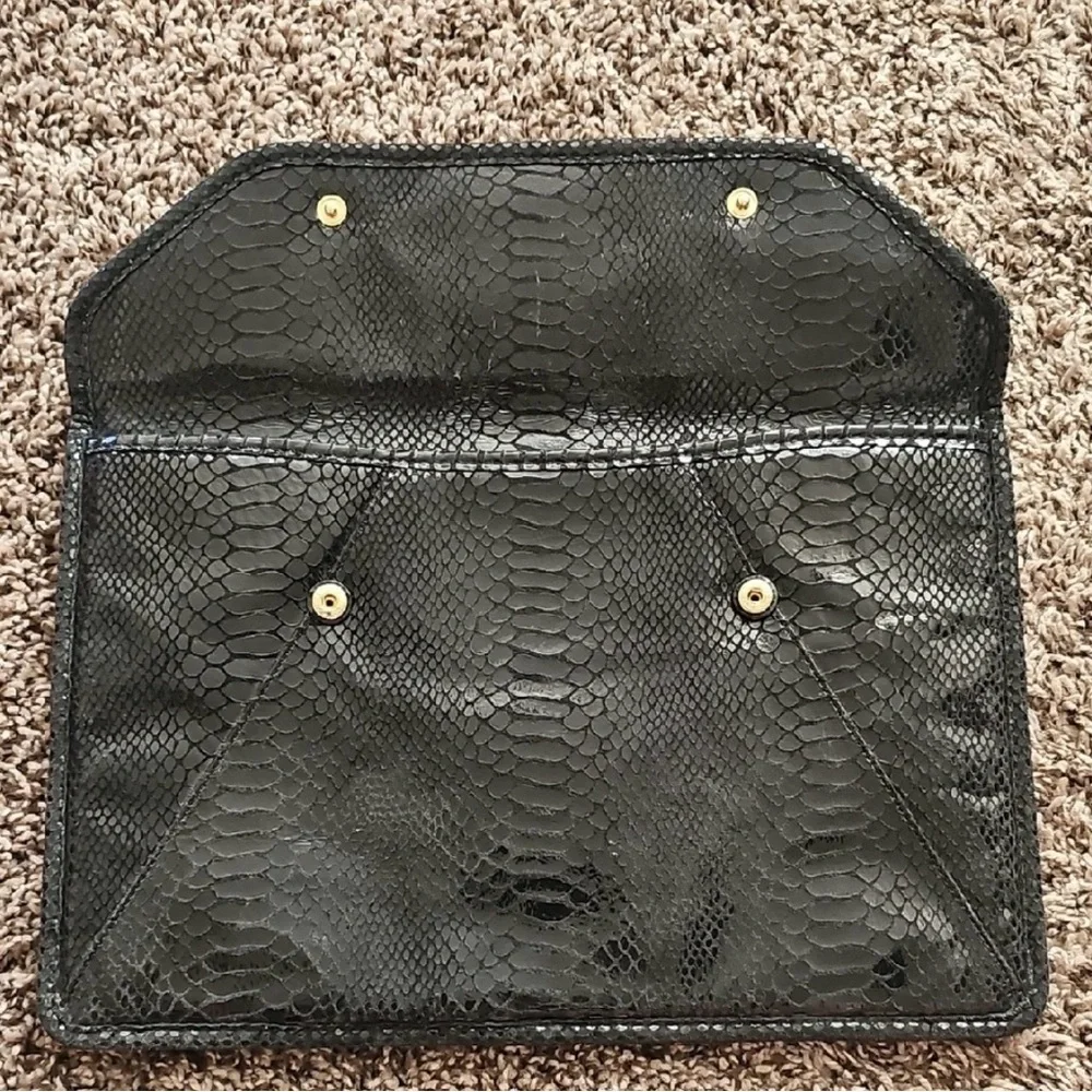 Michael Kors Black Snakeskin Clutch 13”x 9” Like New